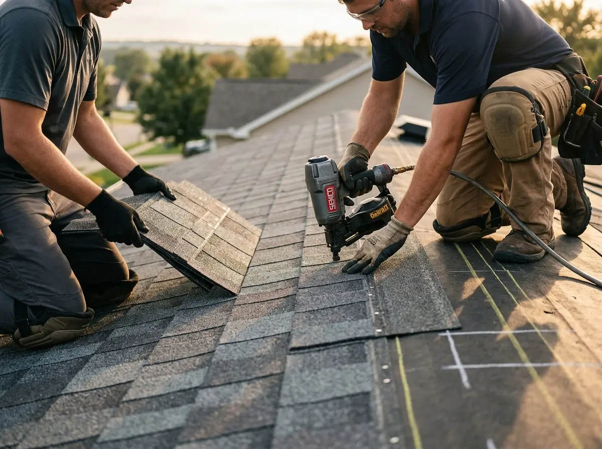 Professional roofer working on a residential roof in Kapolei